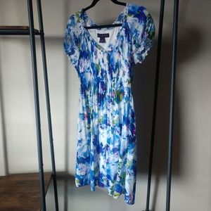 Blue and white floral dress